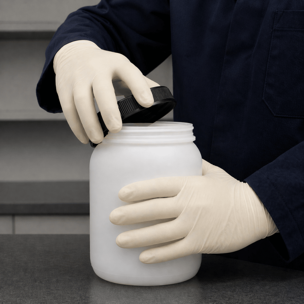 White Latex Glove Opening Container