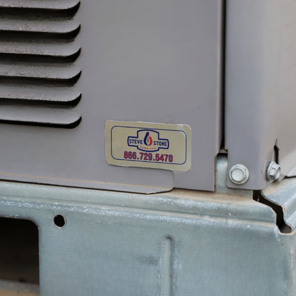 Appliance sticker on HVAC Unit