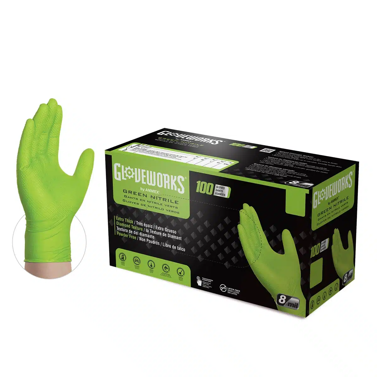 Industrial Green Nitrile Gloves - Image 2