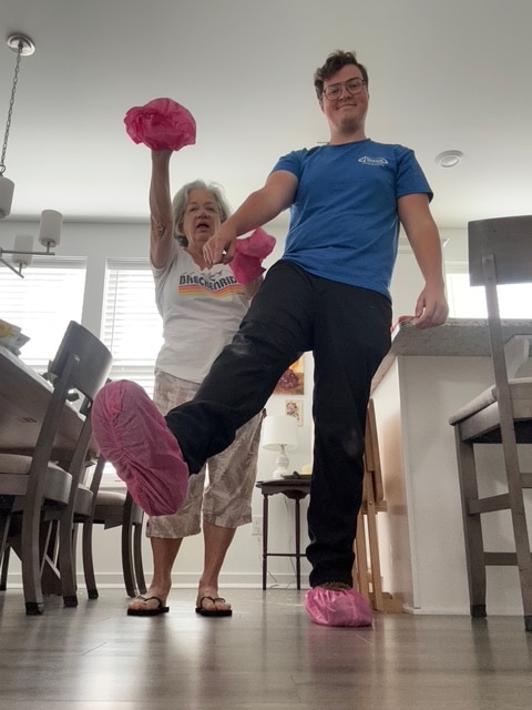 Contractor supporting breast cancer awareness on the job